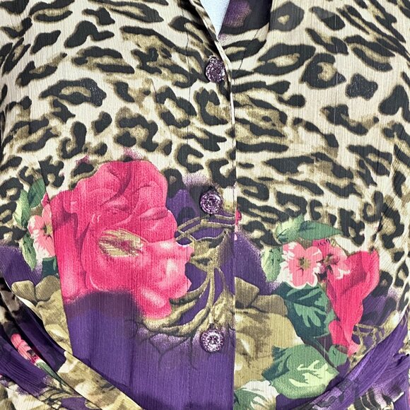 Robbie Bee Purple Animal & Floral Print Dress 6 - Picture 10 of 11